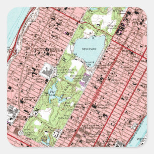 Central Park New York City  Map Vierkante Sticker