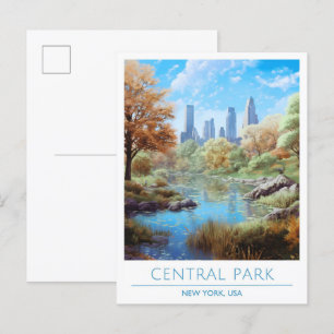 Central Park New York Verenigde Staten Vintage Tra Briefkaart