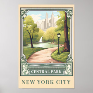 Central Park NYC Vintage Reis Kunst Poster