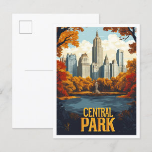 Central Park NYC VS Vintage Illustratie Reizen Briefkaart