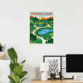 Central Park Paper Cut Sunset Poster (Thuiskantoor)