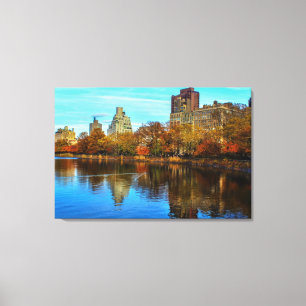 Central Park Skyline in het najaar Canvas Afdruk