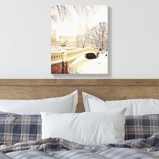 Central Park Snow - Winter New York Canvas Afdruk (Insitu (Slaapkamer))