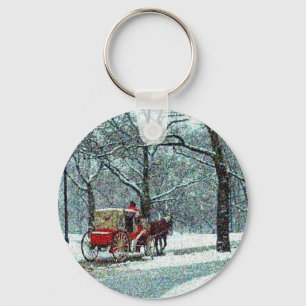 Central Park Snowy Carriage Sleutelhanger
