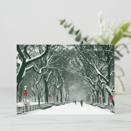 Central Park Snowy Path-uitnodiging Kaart (Staand voorkant)