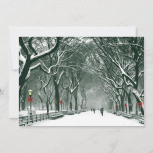 Central Park Snowy Path-uitnodiging Kaart