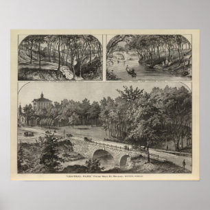 Central Park van de Main St. Bridge, Marion, Kansa Poster