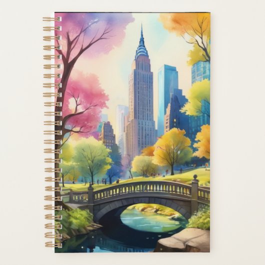 Central Park van NYC in V Waterverf Schilderen 1 Planner (Voorkant)