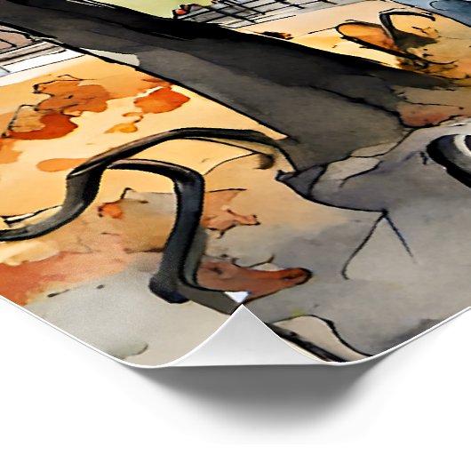 Central Park, waterverven, AI-gegenereerd, Perfect Poster (Hoek)