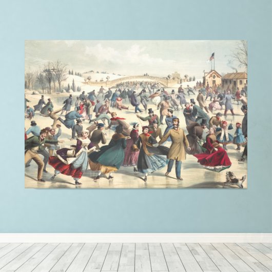 Central Park, winter. De skatvijver. New York Canvas Afdruk (Insitu (Houten vloer))