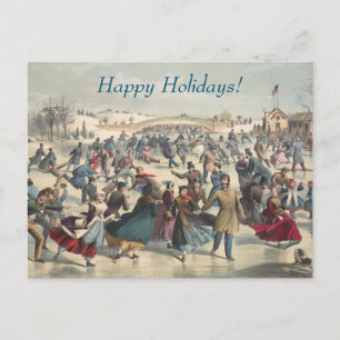 Central Park, winter. De skatvijver. New York Feestdagenkaart