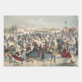 Central Park, winter. De skatvijver. New York Inpakpapier Vel