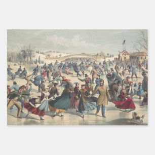 Central Park, winter. De skatvijver. New York Inpakpapier Vel