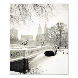 Central Park Winter - Sneeuwbrug Foto Afdruk