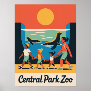 Central Park Zoo Manhattan Familie Zeehondenuitsta Poster
