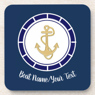 Centrale Gouden Anker Marineblauw Maritiem Bier Onderzetter
