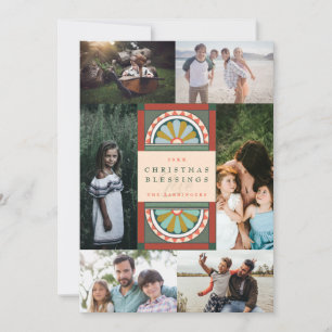 Centrale kerstaven elegant kerstmultifototoestel feestdagenkaart