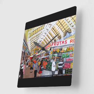 Centrale Markt van Valencia Schilderij van Alfred  Vierkante Klok