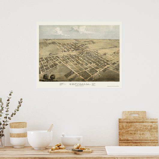 Centralia, IL Panoramic Map - 1867 Poster (Keuken)