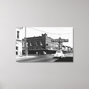 Centralia, WA Town Uitzicht Main Street Foto Canvas Afdruk