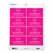 Centre aligné Étiquette d'expédition rose (Feuille entière)