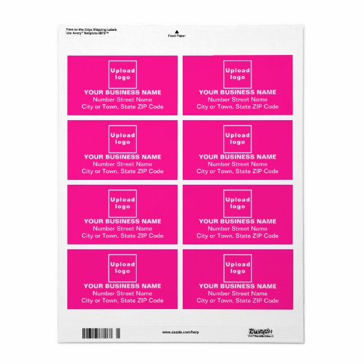 Centre aligné Étiquette d'expédition rose (Feuille entière)