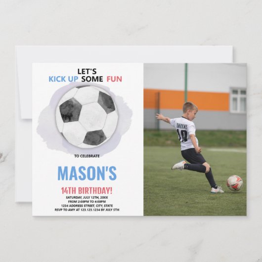 Centre Ball Soccer Invitation d'anniversaire avec  (Devant)