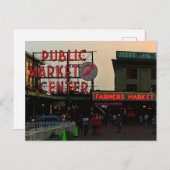 Centre du marché public de Seattle No 1 Carte post (Devant / Derrière)