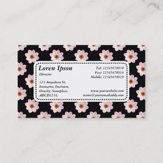 Centre Étiquette v5 - Motif Dahlia en noir (Dos)