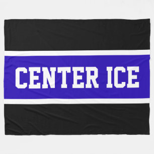 CENTRE ICE Helder Blauw Zwart Wit Hockey Stripes Fleece Deken