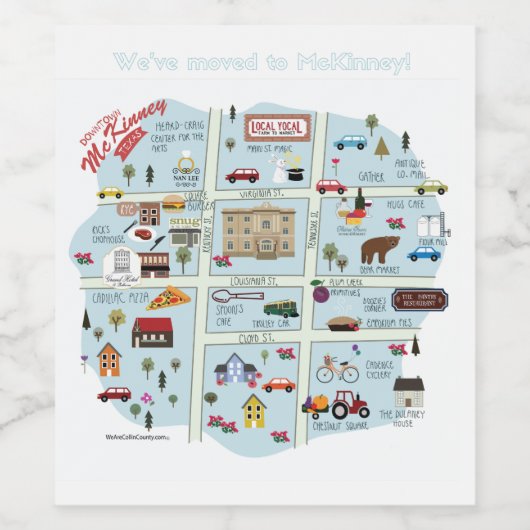 Centre-ville McKinney Texas Wine Étiquette (Étiquettes simples)