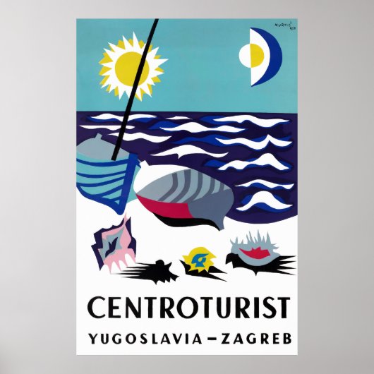 Centroturistisch Joegoslavië Vintage Travel Poster (Voorkant)