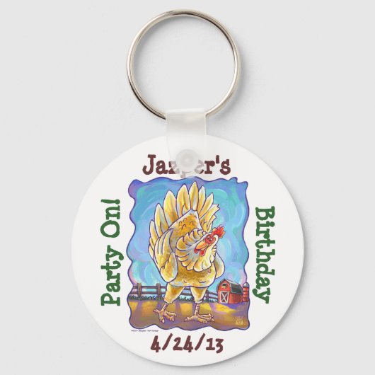 Centrum van de Chicken Party Sleutelhanger (Voorkant)