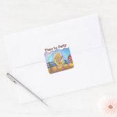 Centrum van de Chicken Party Vierkante Sticker (Envelop)
