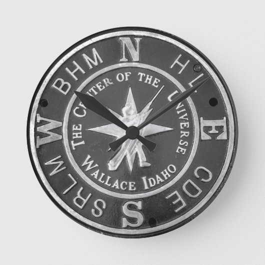 centrum van het universum in Wallace Idaho Ronde Klok (Voorkant)