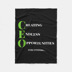 CEO T Shirt Creëer Opportunity Boss Success Moti Fleece Deken