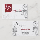 CEO Visitekaartje Elegant Monogram Red (Voorkant / Achterkant)