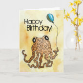 Cephalopod Birthday Kaart (Gele Bloem)