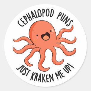 Cephalopod puns maakt me gek op grappige dierenwoo ronde sticker