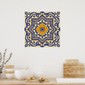 Ceramic Azulejo Style Blue Orange Poster (Cuisine)