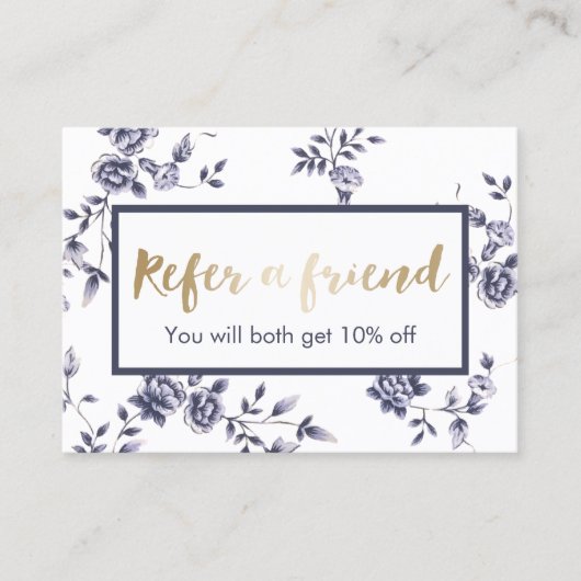 Ceramic Blue Floral Beauty Salon Referral (Voorkant)