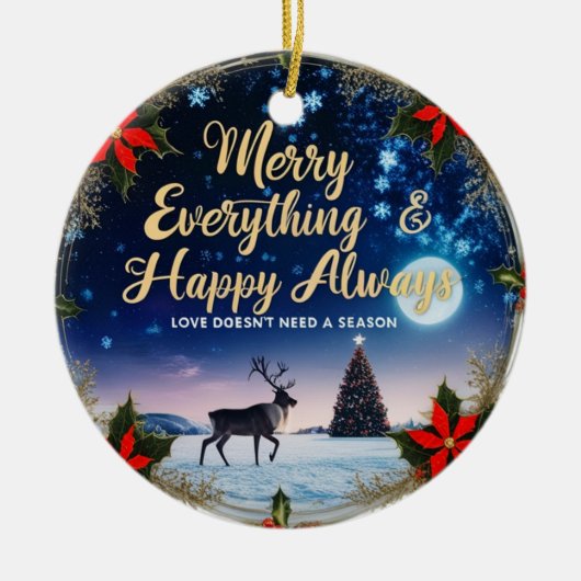 Ceramic Circle Ornament – Starry Night Holiday  (Voorkant)