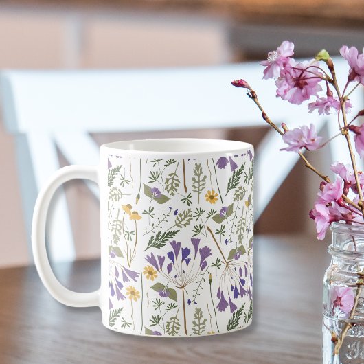 Ceramic Coffee Mug with Wraparound Flower Print