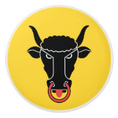 Ceramic knob pull with flag of Uri, Switzerland Keramische Knop (Voorkant)