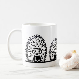 Ceramic mug featuring hedgehog family design koffiemok