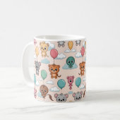 Ceramic mug with a cute pattern of cartoon animals (Devant gauche)