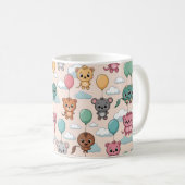 Ceramic mug with a cute pattern of cartoon animals koffiemok (Voorkant rechts)
