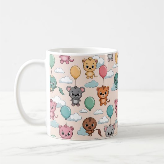 Ceramic mug with a cute pattern of cartoon animals koffiemok (Links)