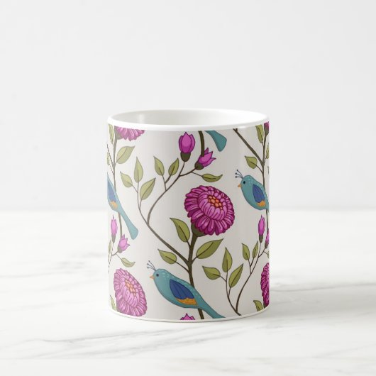 Ceramic mug with bird and flower print (Centre)