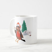 Ceramic mug with Christmas Cheer Robin design Koffiemok (Voorkant links)